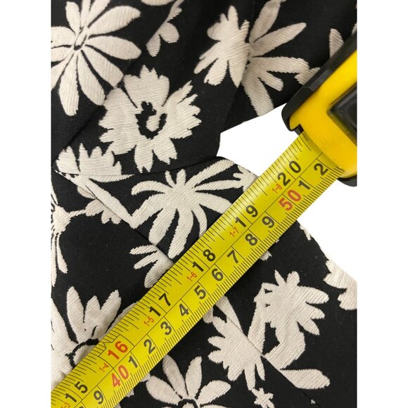 Talbots Women Jacquard Coat 8P Black White Floral Daisies Pockets Mid Length NWT - Picture 8 of 10
